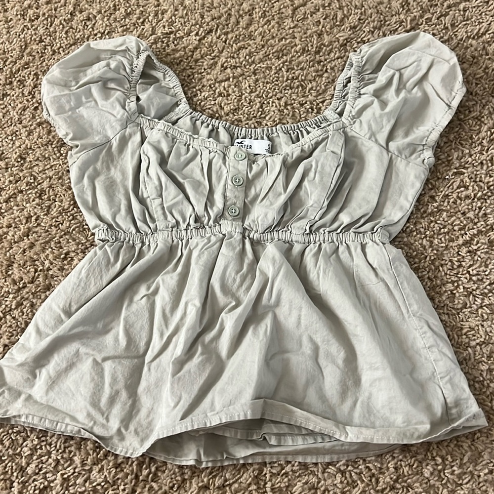 sage green hollister button babydoll top